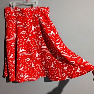 Icone red reindeer flared skirt size S